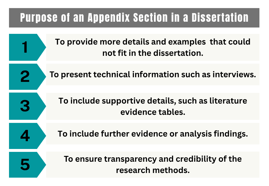 Purpose of an Appendix Section in a Dissertation